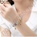Очаровательный браслет для женщин высокого качества с бусинами золотого и серебристого цветов с двумя цветочками в серебряном покрытии