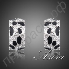 Элегантные сережки в виде леопарда с австрийскими кристаллами Stellux в платиновом покрытии
