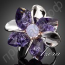 Элегантное кольцо с фиолетовыми лепестками роз