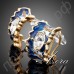Интересные серьги синего цвета в виде картины маслом с прозрачными австрийскими кристаллами Stellux в позолоте
