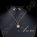 Ювелирный комплект из ожерелья и сережек с австрийскими кристаллами Stellux в виде сердца в настоящей позолоте