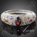 Великолепный браслет в виде асфальтовой манжеты с многоцветными австрийскими кристаллами Stellux в платиновом покрытии