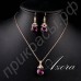 Ювелирный комплект ожерелье и серьги в виде капли росы из высококачественных фианитов в настоящей позолоте 