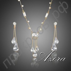 Ювелирный комплект ожерелье и серьги из австрийских кристаллов Stellux в настоящей позолоте