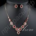 Ювелирный комплект ожерелье и серьги с красными фианитами в настоящей позолоте