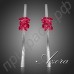 Интересные серьги в виде красной розы с сияющей кисточкой с австрийским кристаллом Stellux