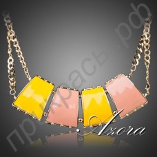Ожерелье в виде желтых и розовых прямоугольников в настоящей позолоте