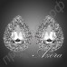 Ослепительные дизайнерские серьги-гвоздики в форме двух больших капель-кристаллов с очаровательными фианитами