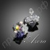 Модные серьги-гвоздики в оригинальном дизайне в форме цветка, обрамленные многоцветными австрийскими кристаллами Stellux