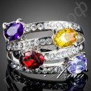 Великолепное кольцо с 4 большими овальными разноцветными кристаллами