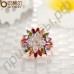 Красочное позолоченное кольцо в виде распустившейся лилии с изумительными 18-кратными разноцветными фианитами