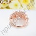 Изумительное кольцо модного дизайна для свадьбы с сияющими швейцарскими фианитами в розовой позолоте