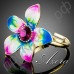 Очаровательное позолоченное кольцо в виде красочного цветка с 18-каратным австрийским хрусталем Stellux