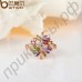 Чудесное кольцо Bamoer в виде многоцветного цветка с блестящими швейцарскими фианитами в позолоте