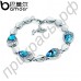 Модный браслет для женщин с камнями синего цвета в форме сердца высокого качества с австрийскими кристаллами Stellux