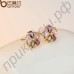 Благородные серьги-гвоздики с красочными многоцветными швейцарскими фианитами в форме цветка в настоящей позолоте
