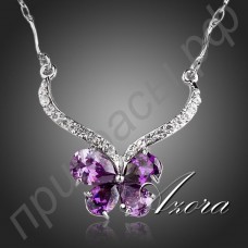 Ожерелье в виде бабочки из 4 фиолетовых швейцарских фианитов