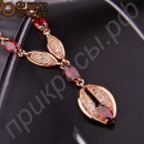 Ожерелье в форме продолговатых камушков двух цветов с блестящими швейцарскими фианитами в роскошной позолоте