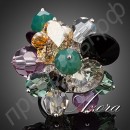 Удивительное кольцо в виде цветка со множеством кристаллов