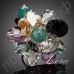 Кольцо в виде цветка со множеством разноцветных кристаллов Stellux