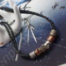 Ожерелье из натуральной кожи для мужчин в форме оригинального плетения с металлическими различными вставками