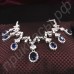 Ювелирный комплект ожерелье и серьги в виде капли воды со швейцарскими фианитами