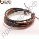 Плетеный браслет из множества кожаных веревок для мужчин и женщин
