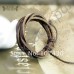 Интересный браслет-обруч из настоящей кожи с цветными полосами коричневого, синего, белого цветов