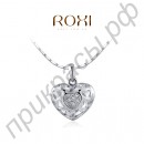 Кулон-ожерелье Roxi в форме оригинального сердца с австрийскими кристаллами Stellux в белой позолоте