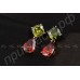 Великолепные серьги в виде двух камней зеленого и красного цветов с австрийскими кристаллами Stellux