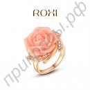 Колечко в виде розовой розы с небольшими камешками в превосходной позолоте