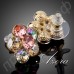 Серьги-гвоздики в настоящей позолоте в виде цветка подсолнуха с австрийским кристаллом Stellux