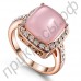 Кольцо с розовым камнем и фианитами в позолоте