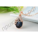 Ожерелье в виде синего кристалла в форме капли воды в замечательной позолоте