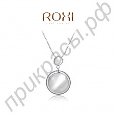 Утонченное ожерелье в виде двух соединенных кругов двух диаметров в платиновом покрытии
