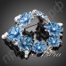 Эксклюзивный браслет в виде 7-ми синих цветков с австрийскими кристаллами Stellux в платиновом исполнении