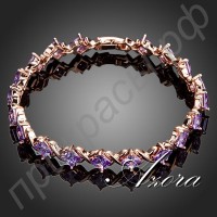 Браслет в виде 19-ти фиолетовых камней швейцарского фианита в позолоте