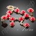 Ювелирный комплект из удивительного колье и сережек с позолоченными круглыми австрийскими кристаллами Stellux в цвете красной вискозы