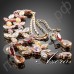 Ювелирный комплект из ожерелья и сережек в форме ветки с листьями с разноцетными австрийскими 18-каратными кристаллами Stellux в позолоте