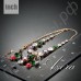 Ювелирный комплект из удивительного ожерелья и сережек с разноцветными резными швейцарскими фианитами