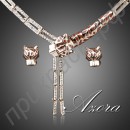 Ювелирный комплект ожерелье и серьги в леопардовом стиле с кристаллами Stellux в позолоте