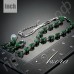 Ювелирный комплект Весенняя Поэма из ожерелья и сережек с изумительными зелеными швейцарскими фианитами формы капли росы