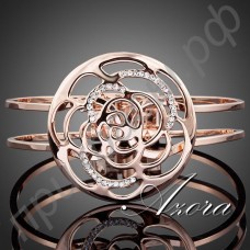 Великолепный браслет в виде двух колец с розой с австрийскими кристаллами Stellux в настоящей позолоте