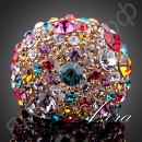 Кольцо в виде огромного количества многоцветных камней с австрийскими кристаллами Stellux в позолоте  