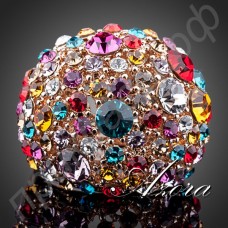 Прекрасное кольцо в виде огромного количества многоцветных камней с австрийскими кристаллами Stellux в позолоте  