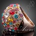 Прекрасное кольцо в виде огромного количества многоцветных камней с австрийскими кристаллами Stellux в позолоте  