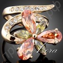 Кольцо в форме многоцветного большого цветка с австрийскими кристаллами Stellux в позолоте