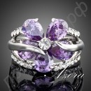Кольцо в форме огромного фиолетового цветка с австрийскими кристаллами Stellux в платиновом покрытии