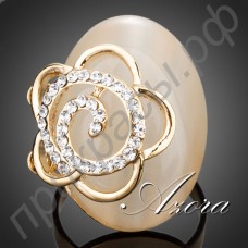 Уникальное кольцо в виде цветка с австрийскими кристаллами Stellux в позолоте