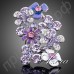 Великолепное кольцо в виде многоцветных цветков с австрийскими кристаллами Stellux в платиновом покрытии